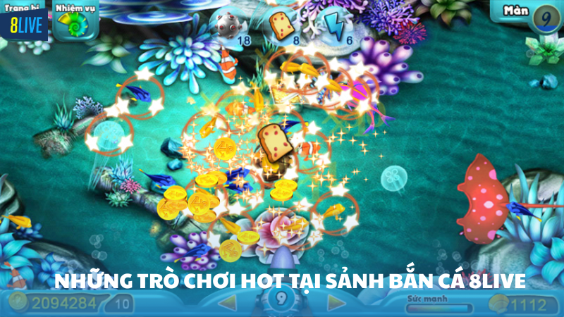 bắn cá 8Live Nhiều trò chơi hấp dẫn với tiền thưởng siêu khủng